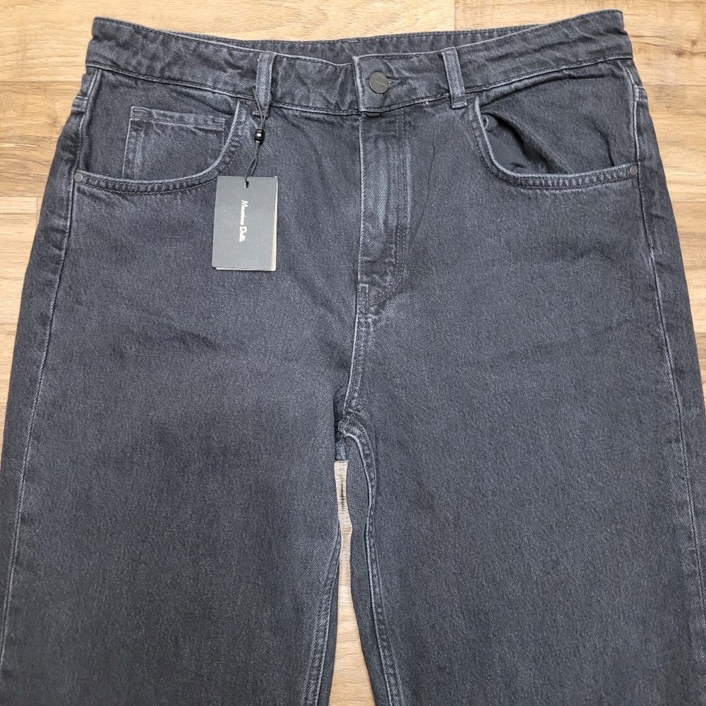 NWT! Massimo Dutti Women's Wide Leg Jean High Waist Full Length Black Size 12 - Picture 3 of 9